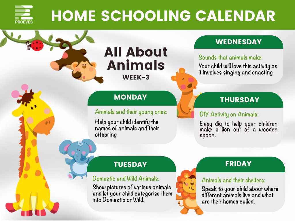 All About Animals | Homeschooling Calendar for Preschool Kids